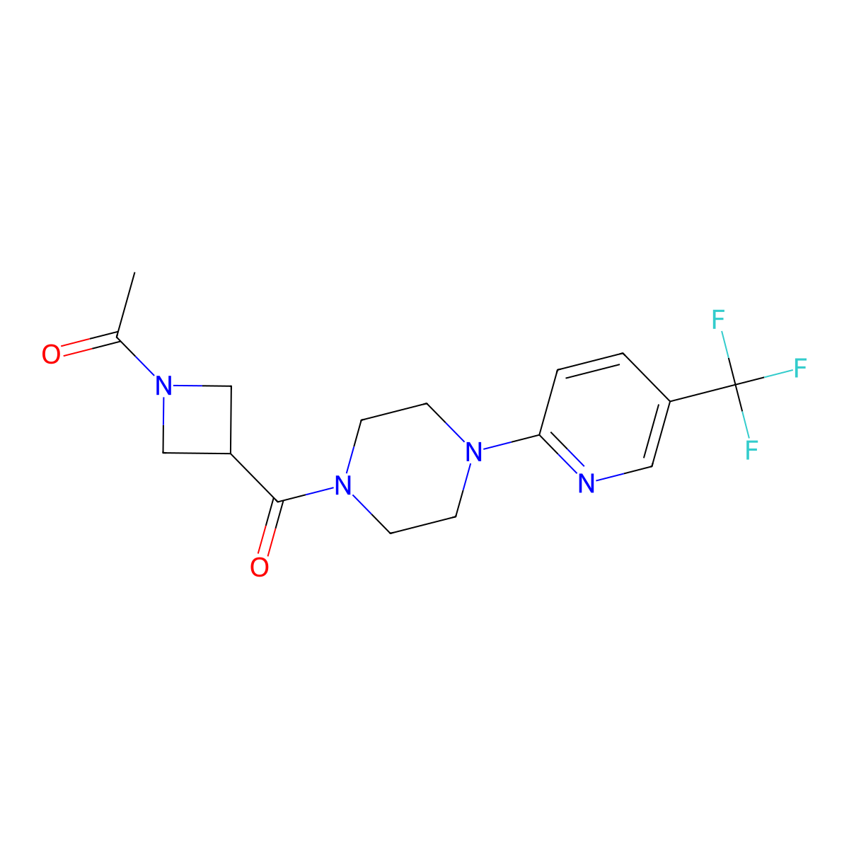 1-(3-(4-(5-(Trifluoromethyl)pyridin-2-yl)piperazine-1-carbonyl)azetidin-1-yl)ethanone molecular structure, CAS 1706404-71-8