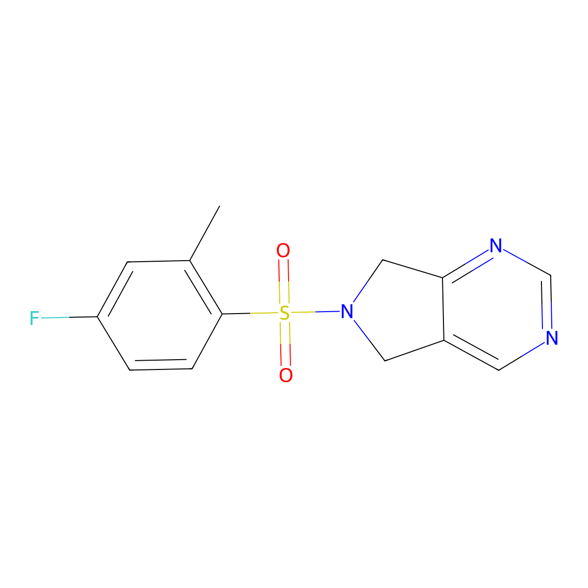 6-((4-fluoro-2-methylphenyl)sulfonyl)-6,7-dihydro-5H-pyrrolo[3,4-d]pyrimidine molecular structure, CAS 1706414-46-1