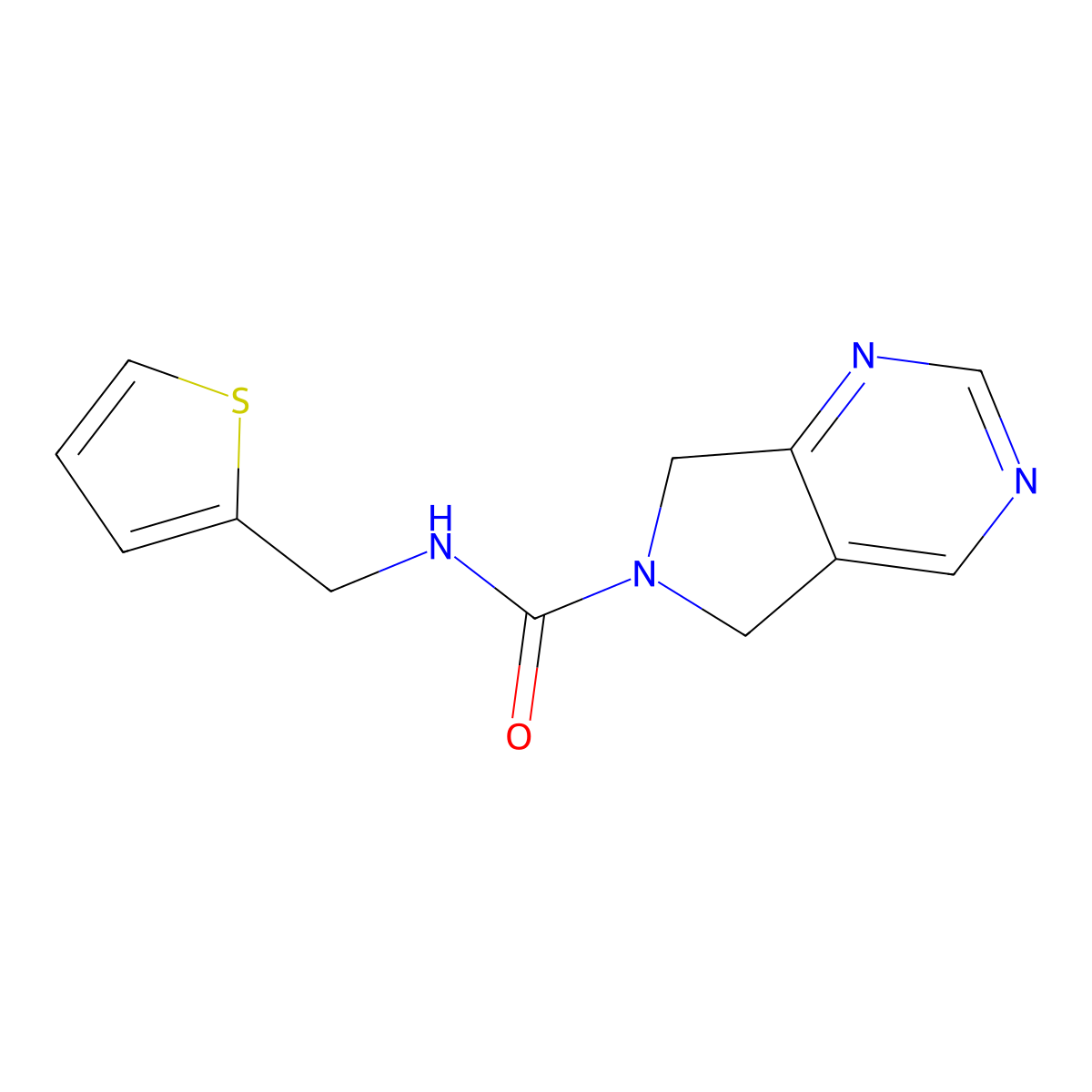 N-(thiophen-2-ylmethyl)-5H-pyrrolo[3,4-d]pyrimidine-6(7H)-carboxamide molecular structure, CAS 1706415-06-6