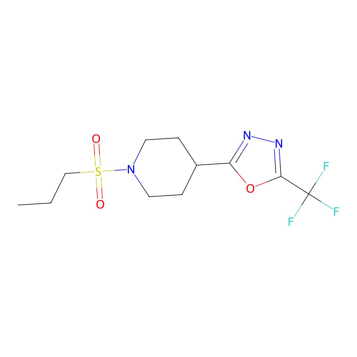 2-(1-(Propylsulfonyl)piperidin-4-yl)-5-(trifluoromethyl)-1,3,4-oxadiazole molecular structure, CAS 1706417-41-5