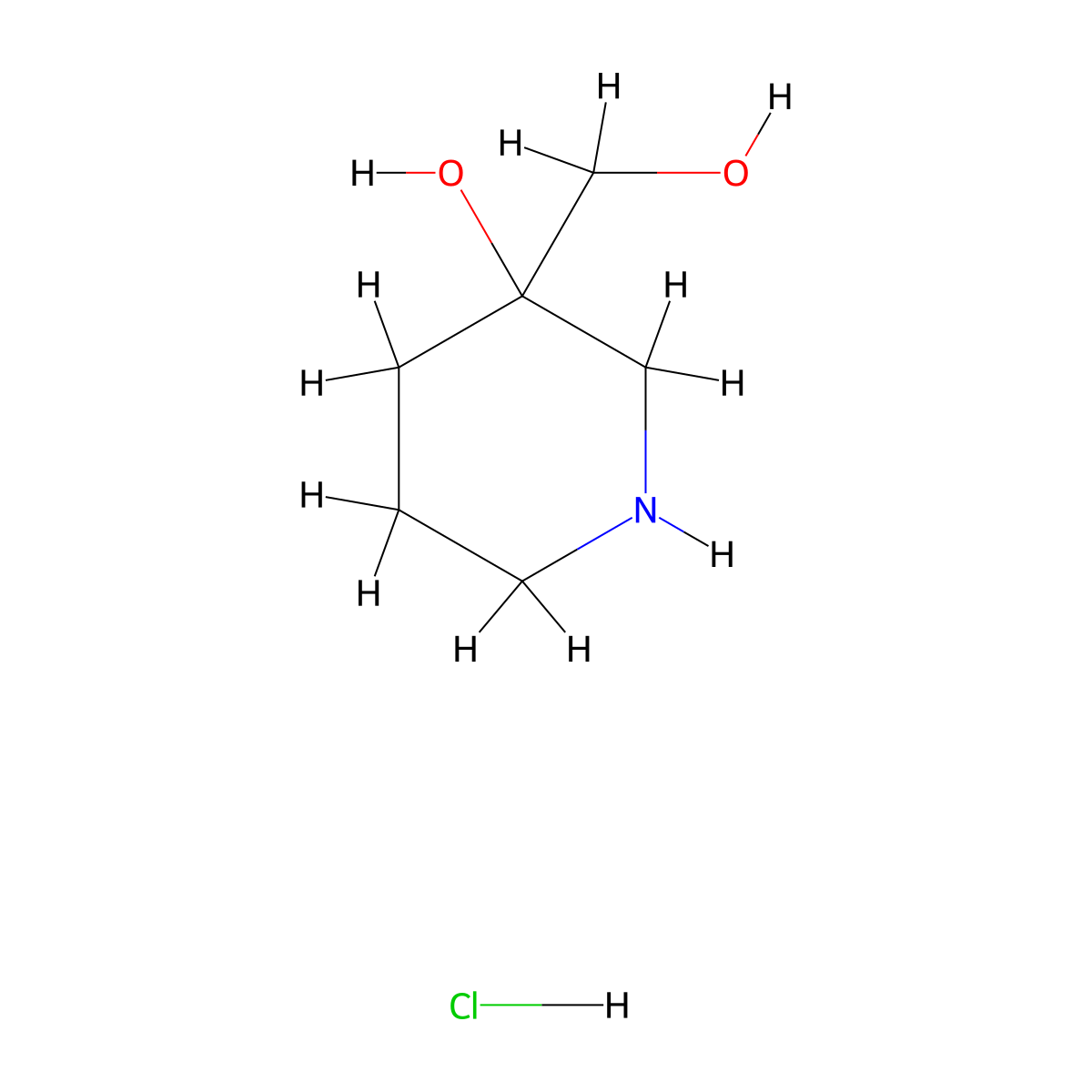 3-(Hydroxymethyl)piperidin-3-ol hydrochloride molecular structure, CAS 1706418-86-1