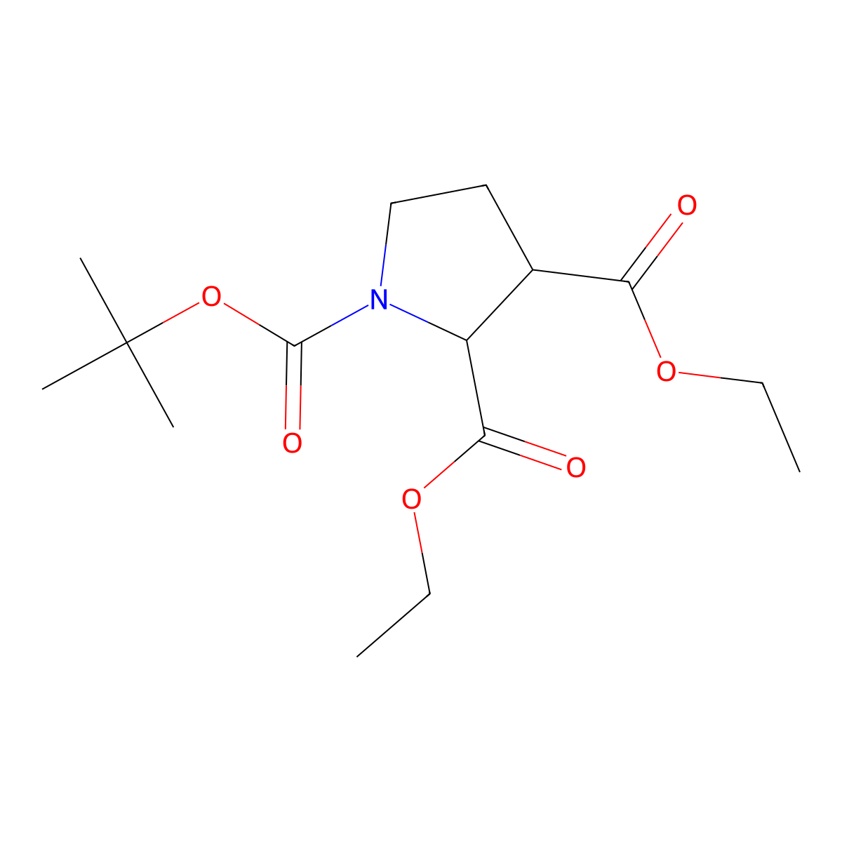 1-Tert-butyl 2,3-diethyl pyrrolidine-1,2,3-tricarboxylate molecular structure, CAS 1706419-06-8