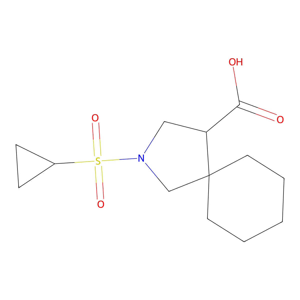 2-(Cyclopropylsulfonyl)-2-azaspiro[4.5]decane-4-carboxylic acid molecular structure, CAS 1706419-08-0