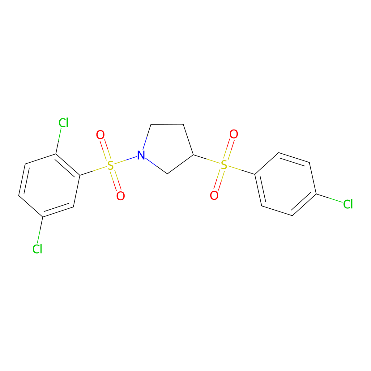 3-(4-Chlorobenzenesulfonyl)-1-(2,5-dichlorobenzenesulfonyl)pyrrolidine molecular structure, CAS 1706420-79-2