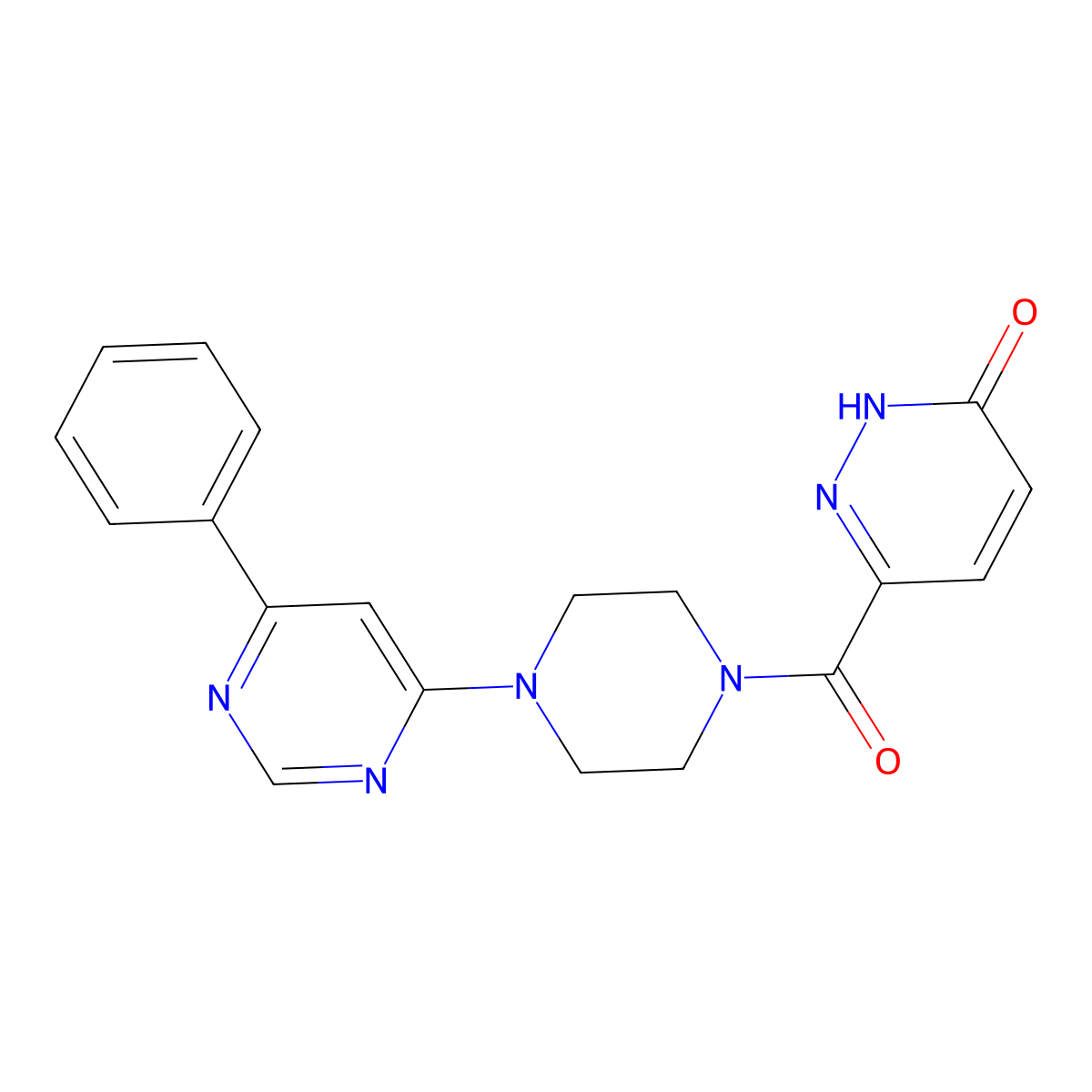 6-(4-(6-phenylpyrimidin-4-yl)piperazine-1-carbonyl)pyridazin-3(2H)-one molecular structure, CAS 1706422-43-6
