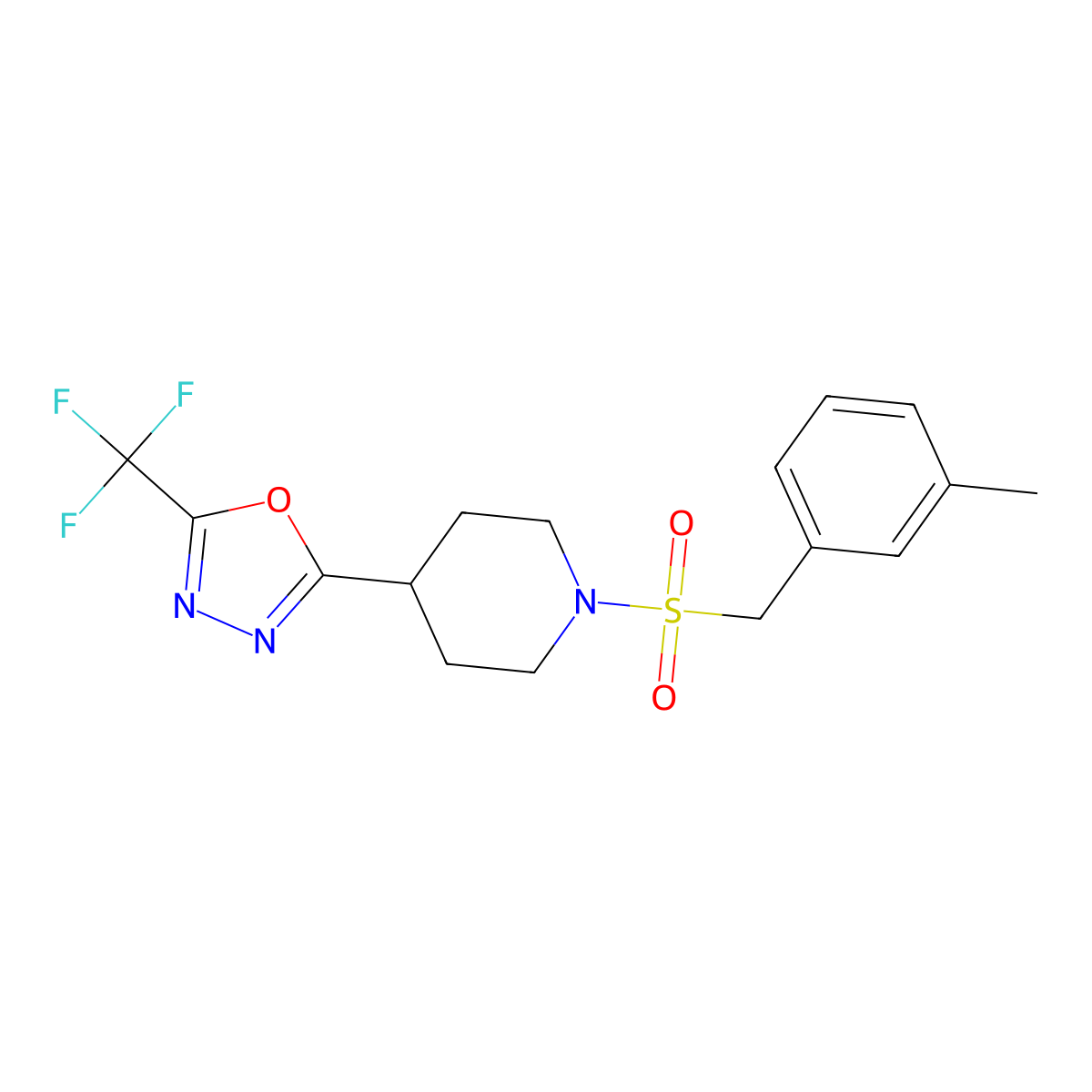 1-[(3-Methylphenyl)methanesulfonyl]-4-[5-(trifluoromethyl)-1,3,4-oxadiazol-2-yl]piperidine molecular structure, CAS 1706424-28-3