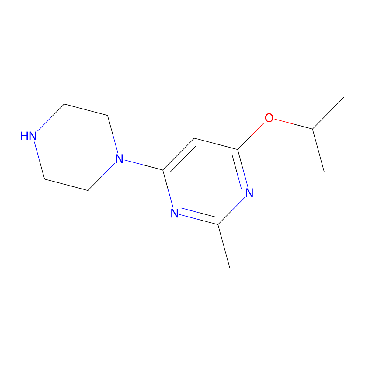 4-Isopropoxy-2-methyl-6-(piperazin-1-yl)pyrimidine molecular structure, CAS 1706428-19-4
