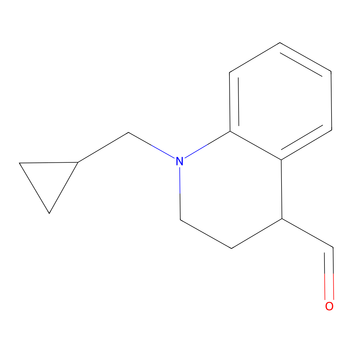1-(Cyclopropylmethyl)-1,2,3,4-tetrahydroquinoline-4-carbaldehyde molecular structure, CAS 1706428-31-0