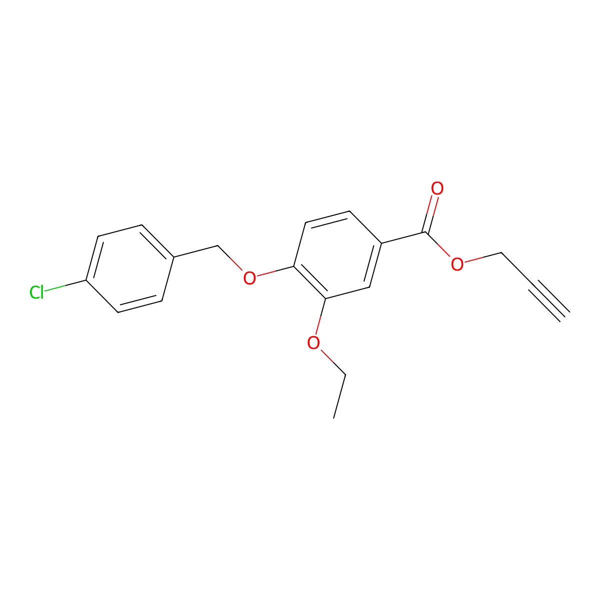 Benzoic acid, 4-[(4-chlorophenyl)methoxy]-3-ethoxy-, 2-propyn-1-yl ester molecular structure, CAS 1706428-32-1