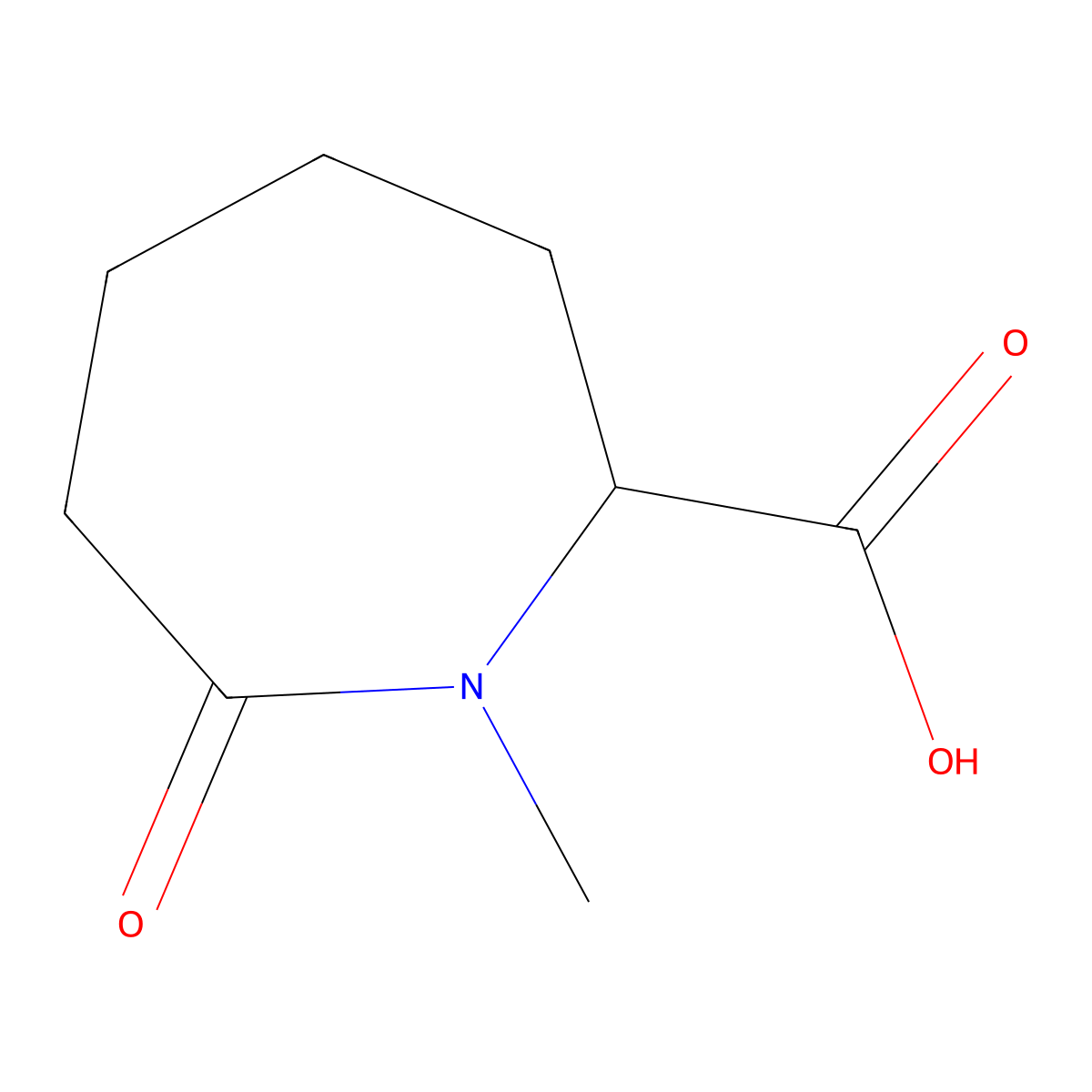 1-Methyl-7-oxoazepane-2-carboxylic acid molecular structure, CAS 1706428-72-9