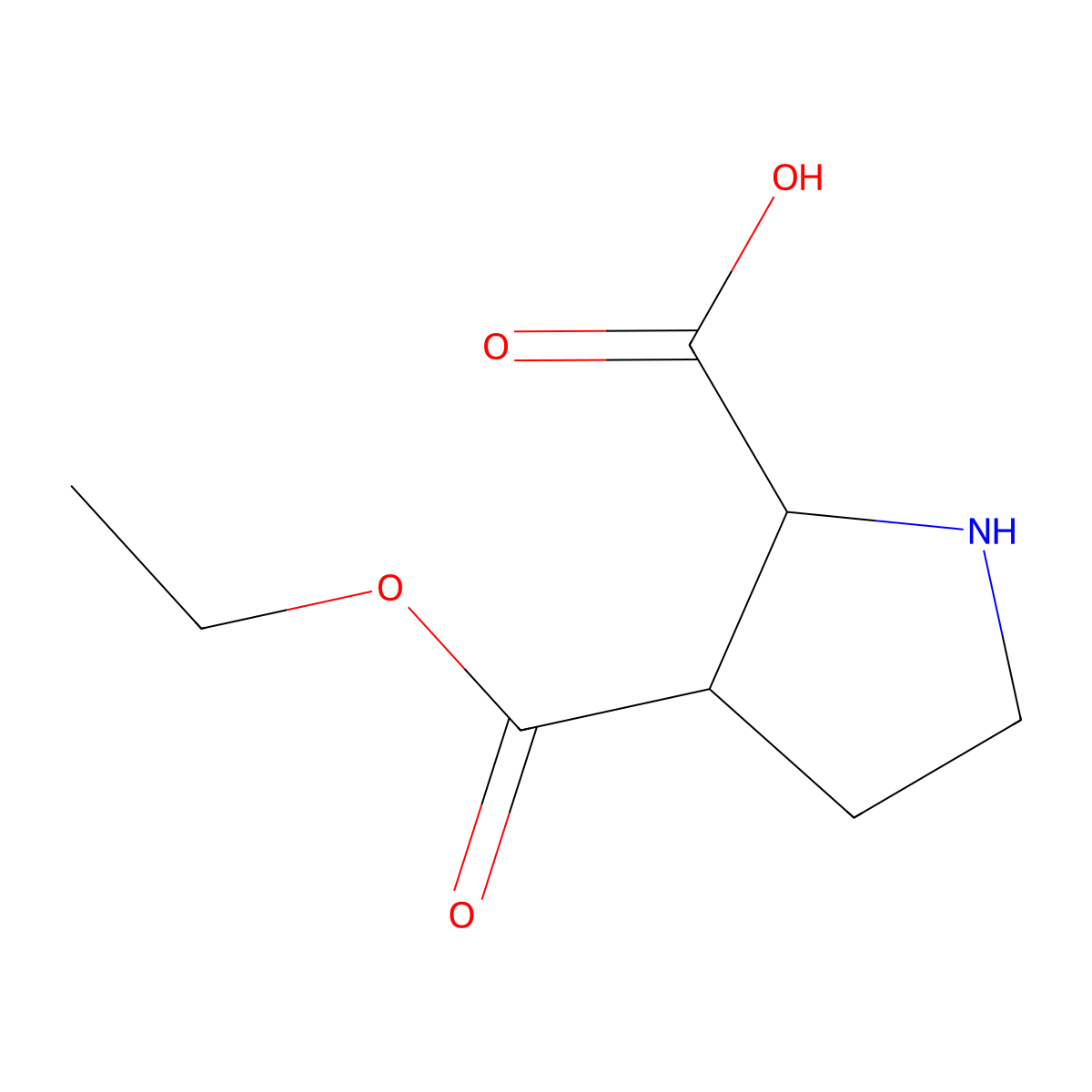 3-(Ethoxycarbonyl)pyrrolidine-2-carboxylic acid molecular structure, CAS 1706428-77-4