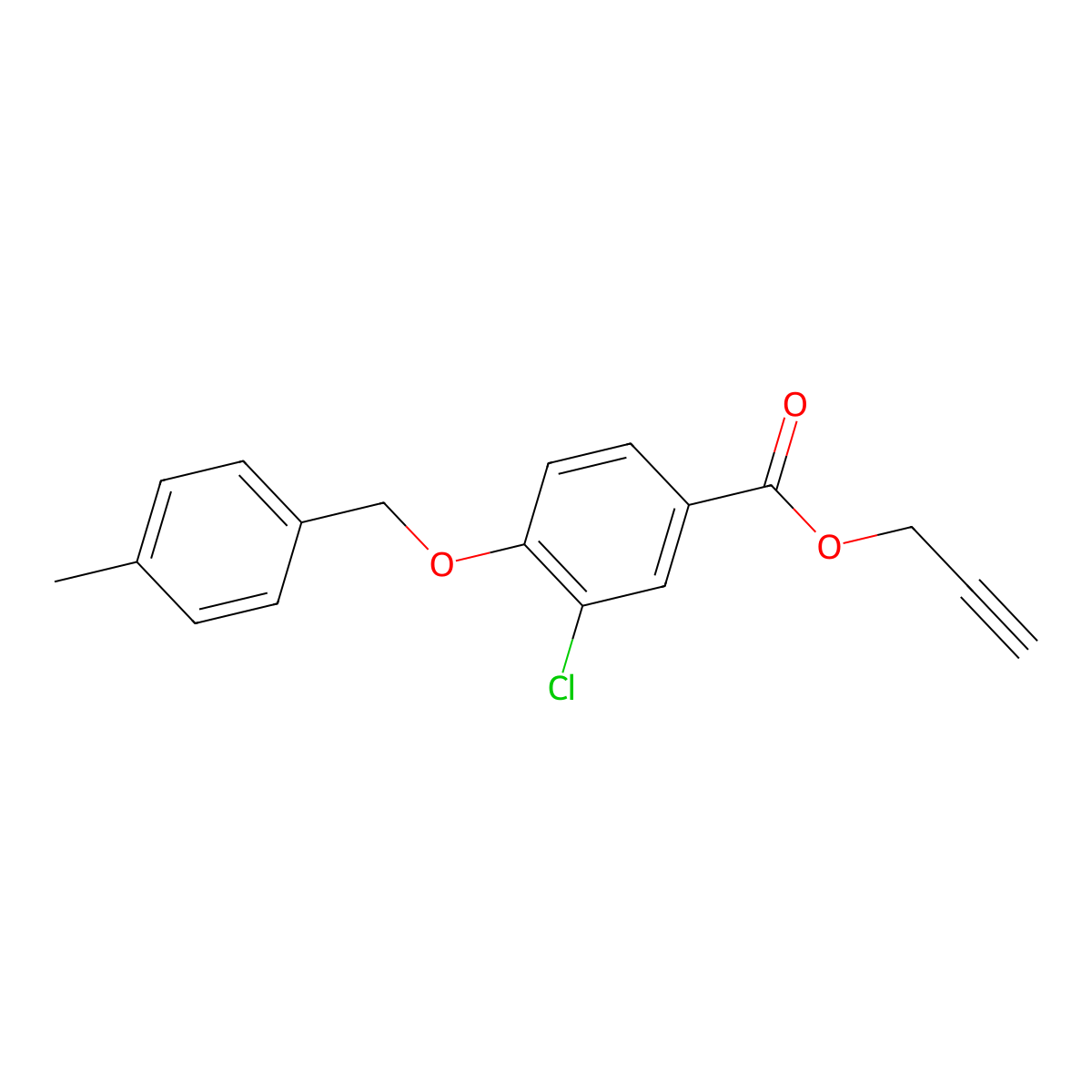 Prop-2-yn-1-yl 3-chloro-4-((4-methylbenzyl)oxy)benzoate molecular structure, CAS 1706428-83-2