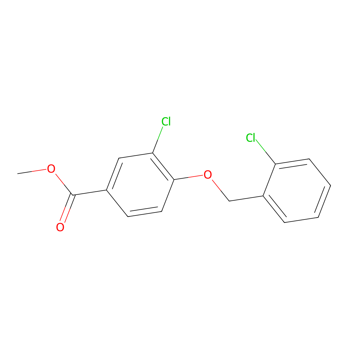 Methyl 3-chloro-4-((2-chlorobenzyl)oxy)benzoate molecular structure, CAS 1706428-96-7