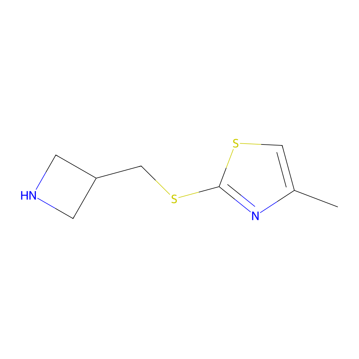 2-{[(Azetidin-3-yl)methyl]sulfanyl}-4-methyl-1,3-thiazole molecular structure, CAS 1706428-97-8