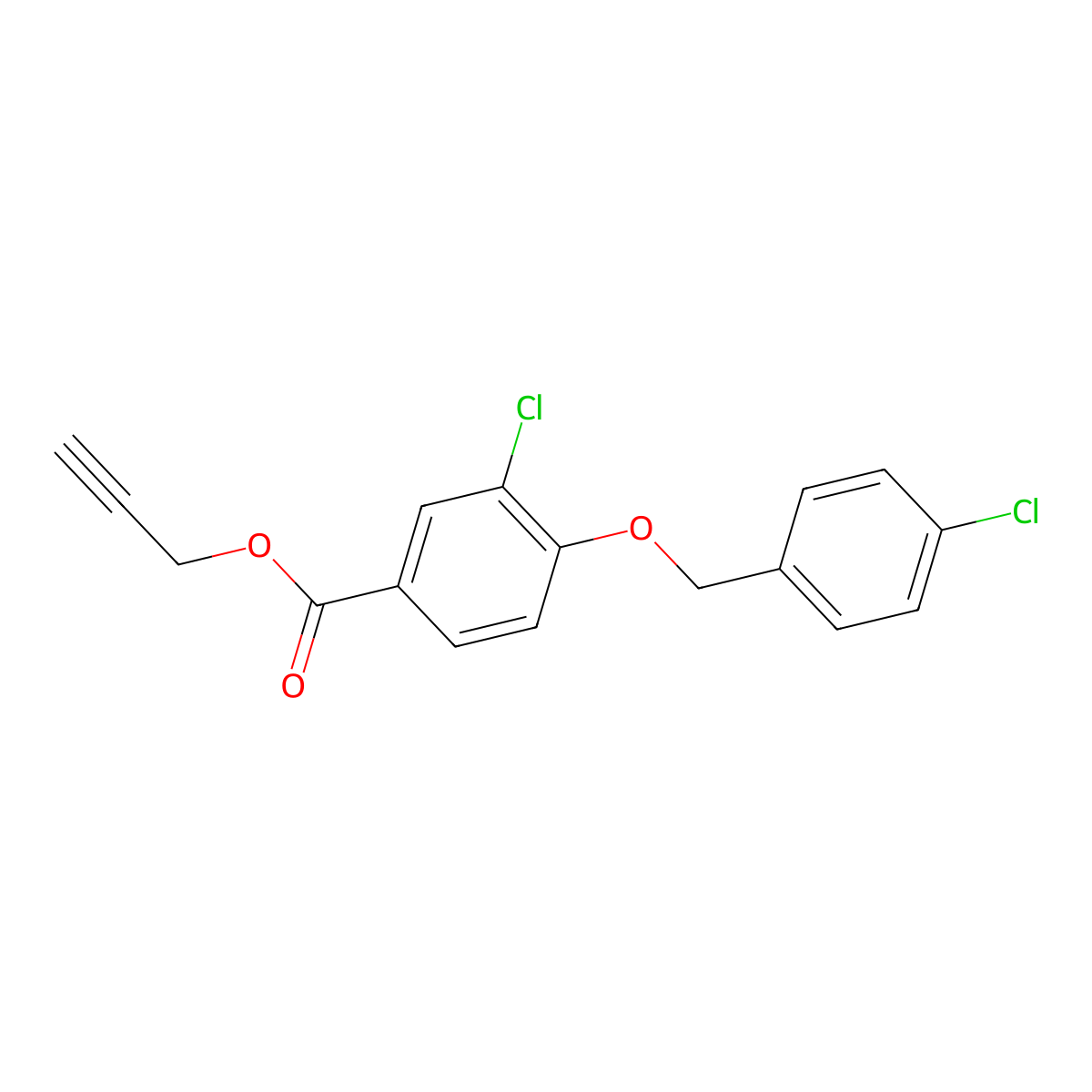 Prop-2-yn-1-yl 3-chloro-4-((4-chlorobenzyl)oxy)benzoate molecular structure, CAS 1706429-00-6