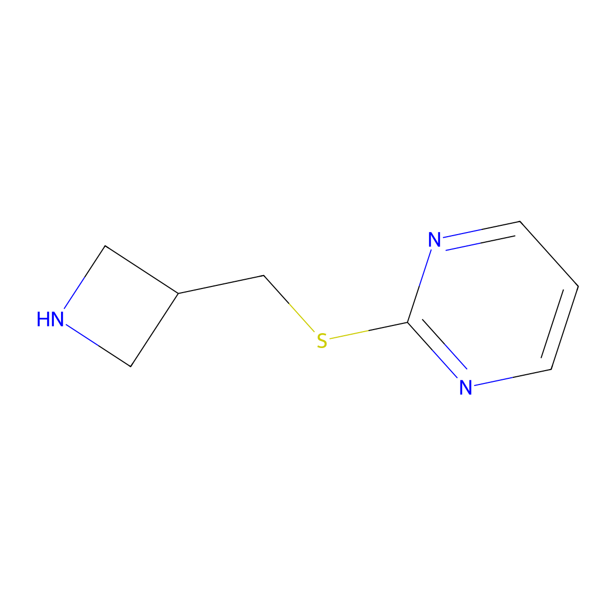 2-{[(Azetidin-3-yl)methyl]sulfanyl}pyrimidine molecular structure, CAS 1706429-34-6