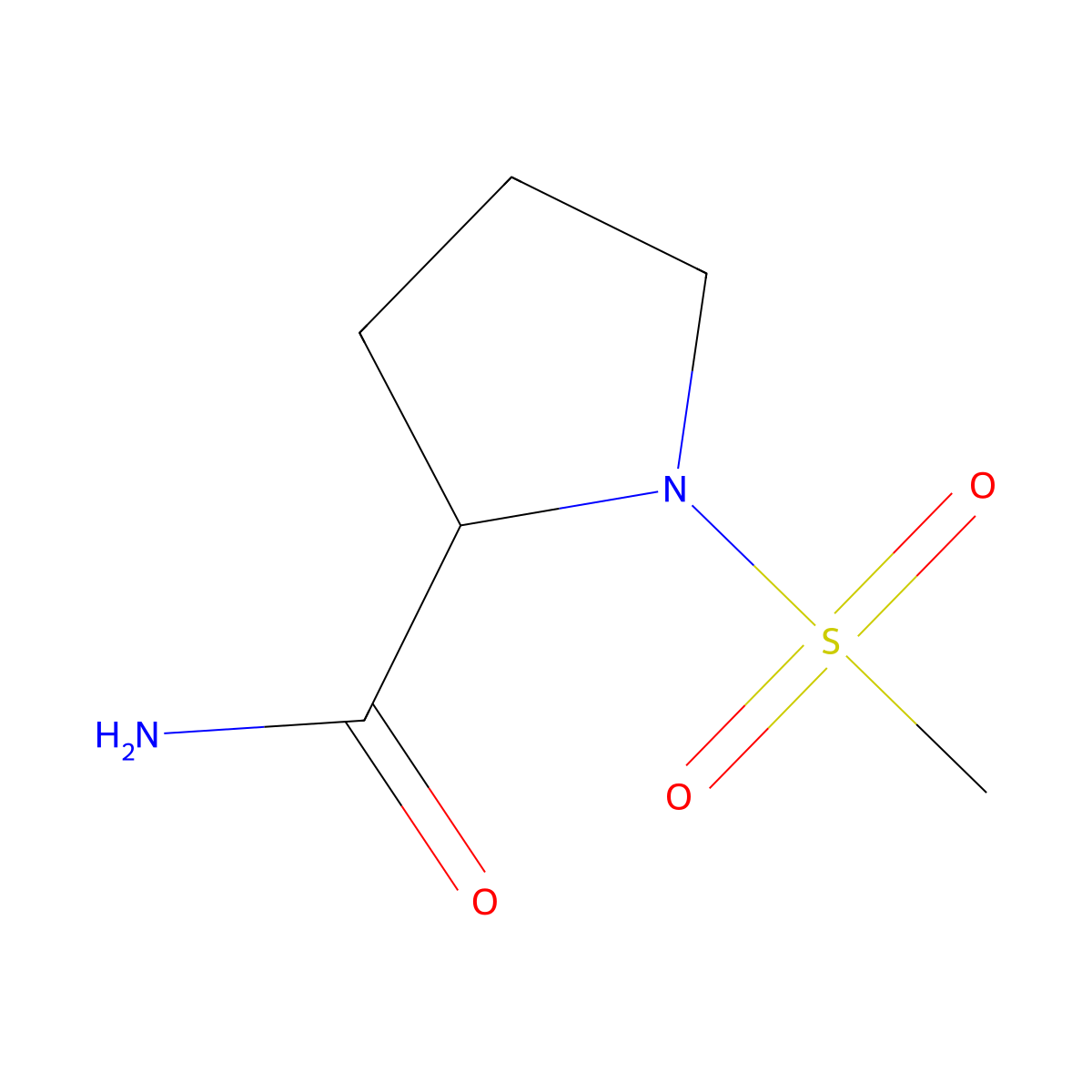 1-(Methylsulfonyl)-L-prolinamide molecular structure, CAS 1706429-89-1