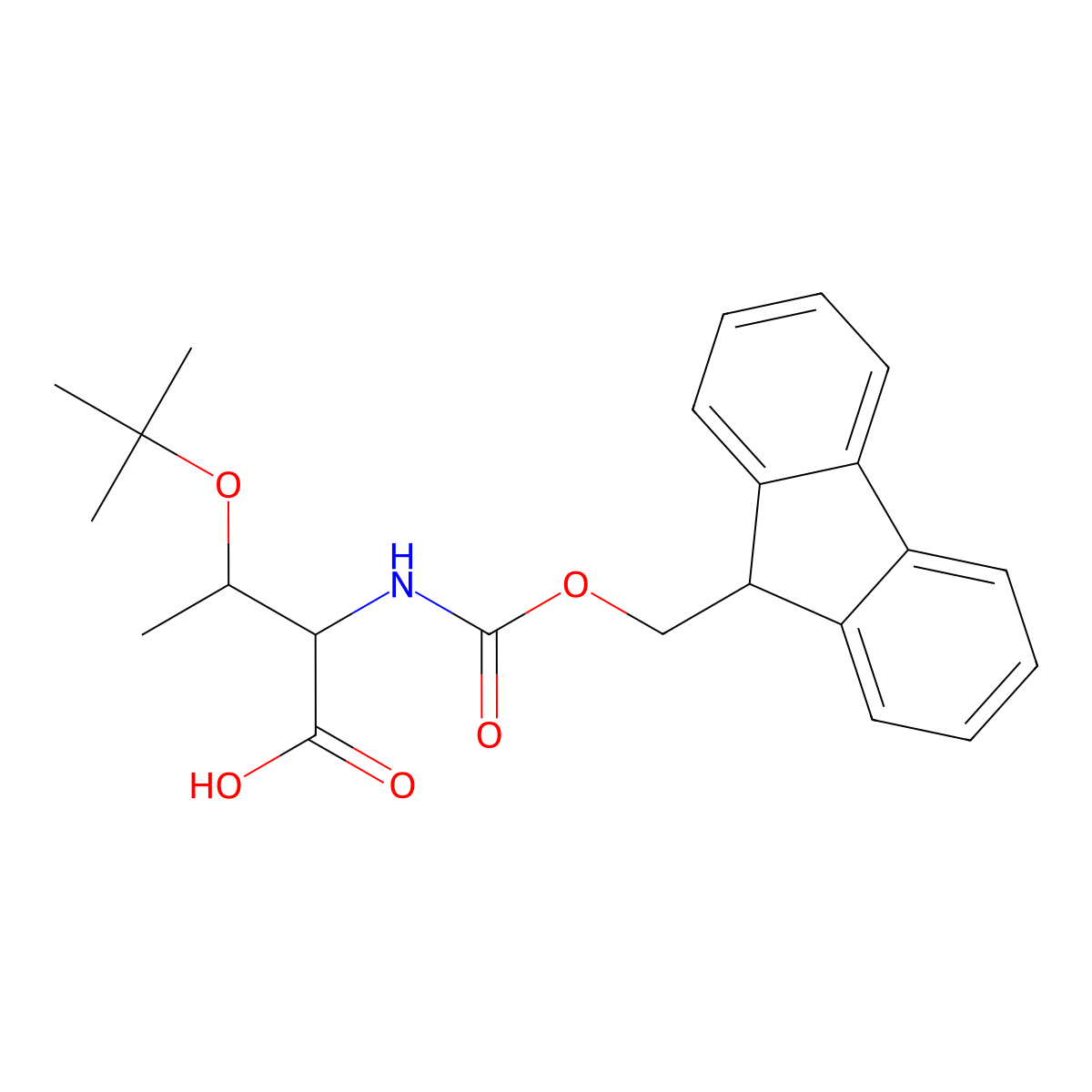N-alpha-(9-Fluorenylmethyloxycarbonyl)-O-t-butyl-allo-D-threonine (Fmoc-D-aThr(tBu)-OH) molecular structure, CAS 170643-02-4