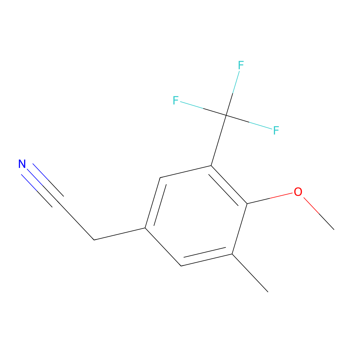 4-Methoxy-3-methyl-5-(trifluoromethyl)phenylacetonitrile molecular structure, CAS 1706430-20-7