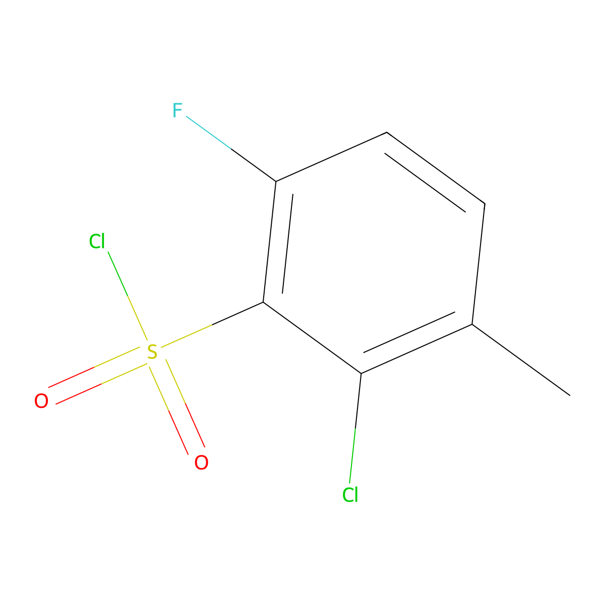 2-Chloro-6-fluoro-3-methylbenzenesulfonyl chloride molecular structure, CAS 1706430-38-7