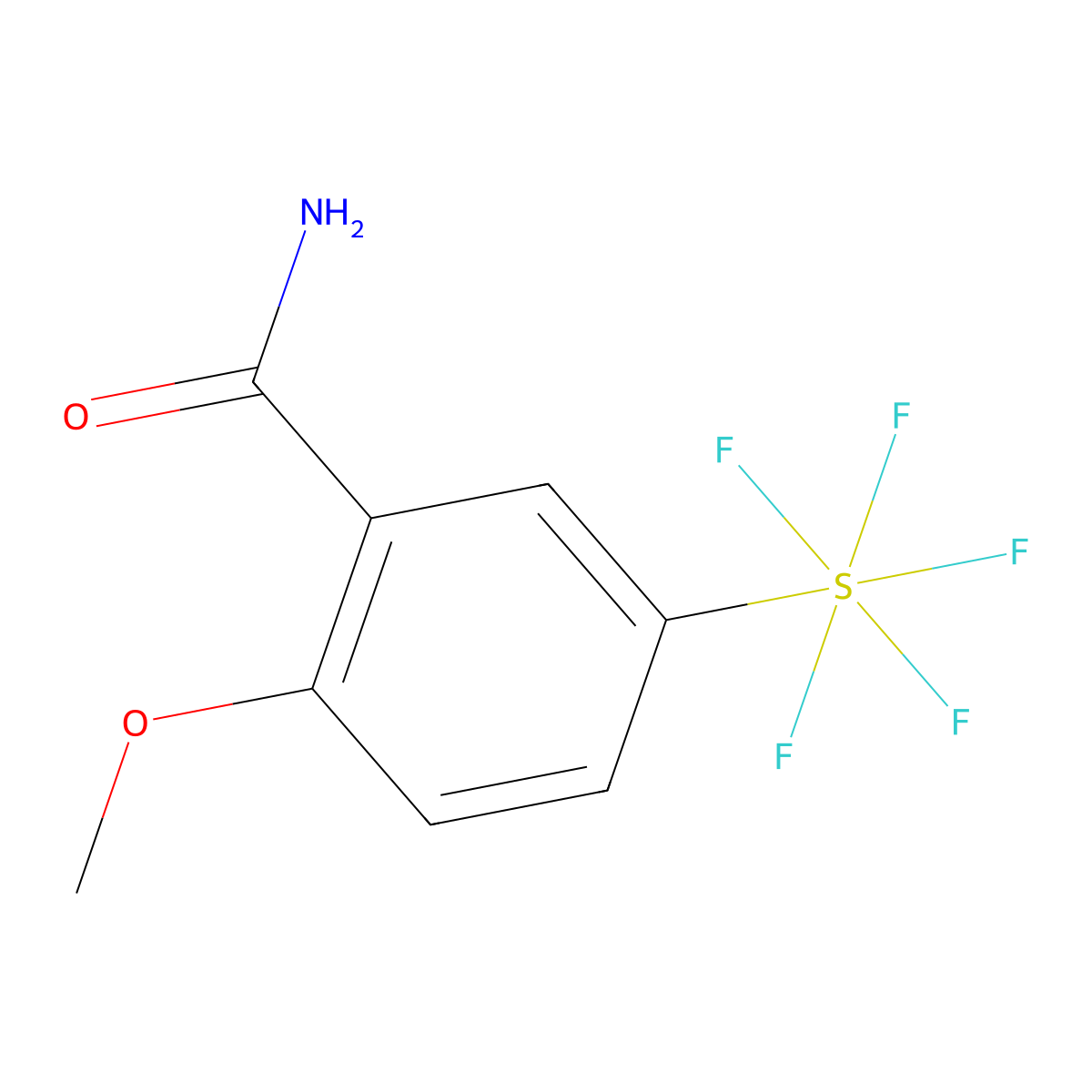 2-Methoxy-5-(pentafluorosulfur)benzamide molecular structure, CAS 1706430-65-0