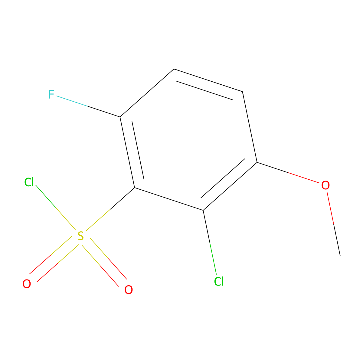 2-Chloro-6-fluoro-3-methoxybenzenesulfonyl chloride molecular structure, CAS 1706430-87-6