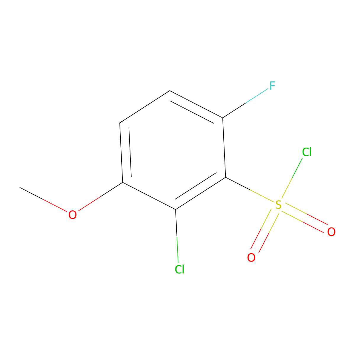 2-Chloro-6-fluoro-3-methoxybenzenesulfonyl chloride molecular structure, CAS 1706430-87-6