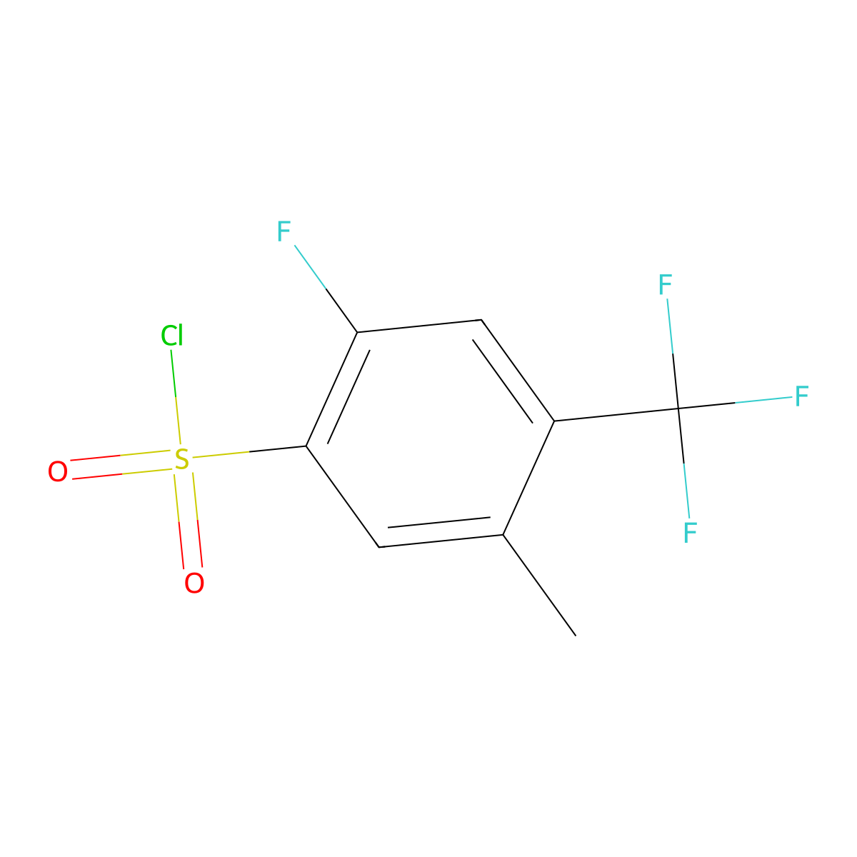 2-Fluoro-5-methyl-4-(trifluoromethyl)benzenesulfonyl chloride molecular structure, CAS 1706431-05-1