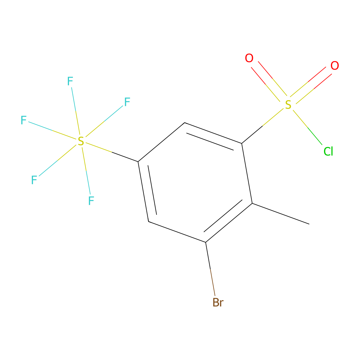 3-Bromo-2-methyl-5-(pentafluorosulfur)benzenesulfonyl chloride molecular structure, CAS 1706431-07-3