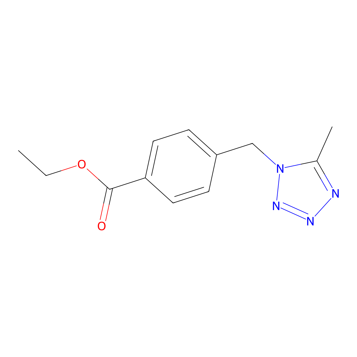 Ethyl 4-[(5-methyl-1H-tetrazol-1-yl)methyl]benzoate molecular structure, CAS 1706431-18-6