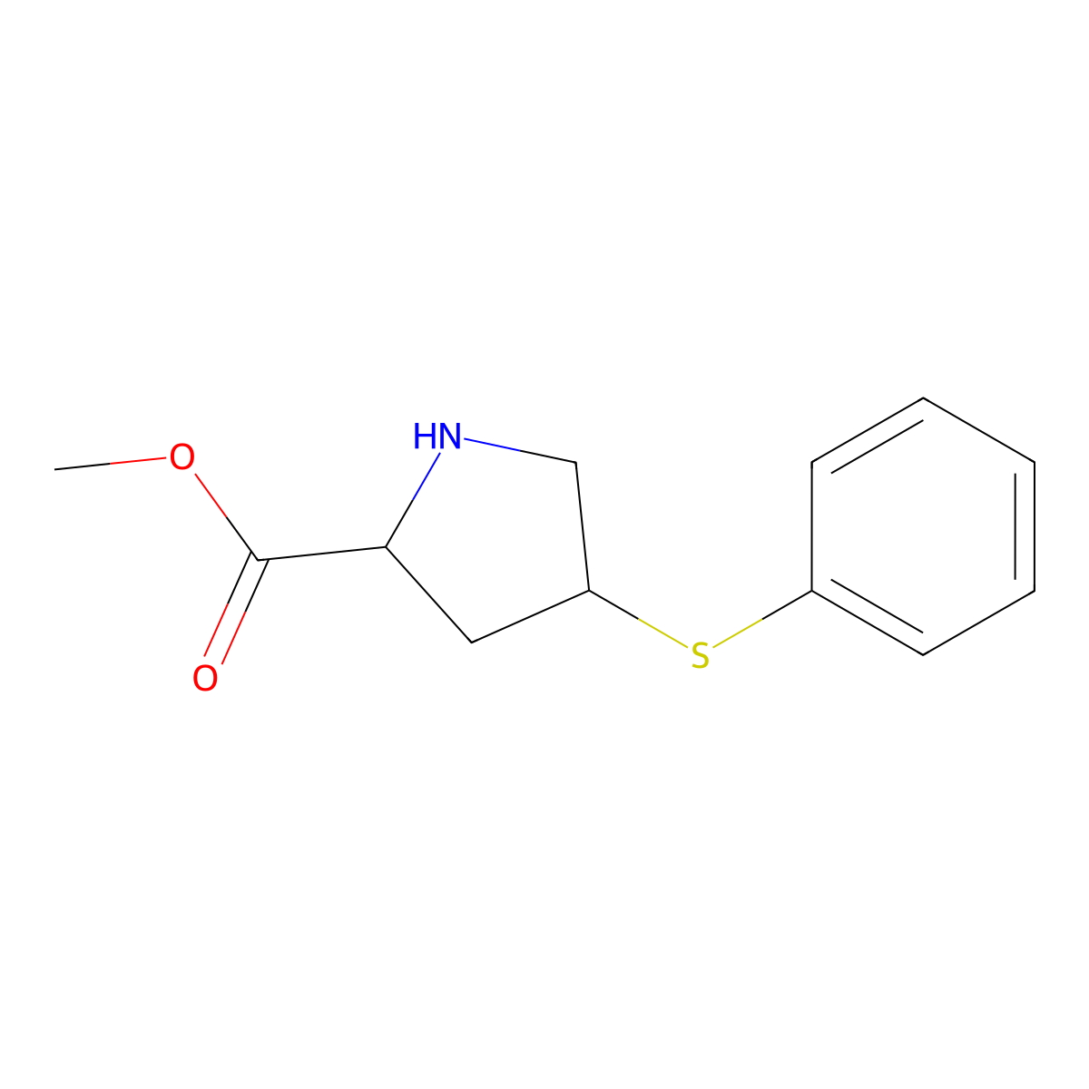 Methyl 4-(phenylsulfanyl)pyrrolidine-2-carboxylate molecular structure, CAS 1706431-44-8
