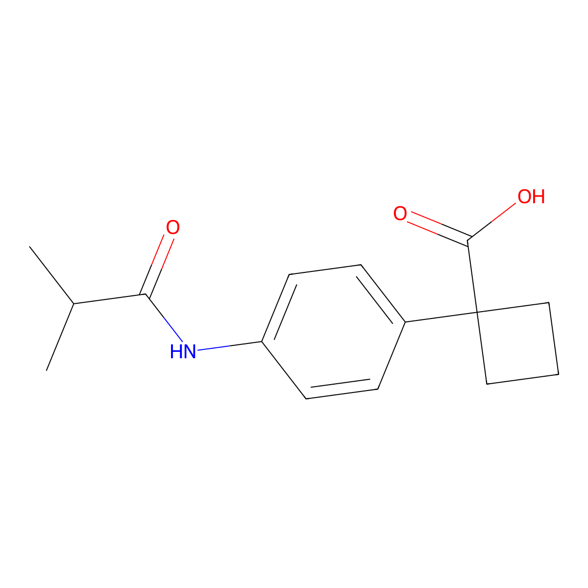 1-[4-(2-Methylpropanamido)phenyl]cyclobutane-1-carboxylic acid molecular structure, CAS 1706431-48-2
