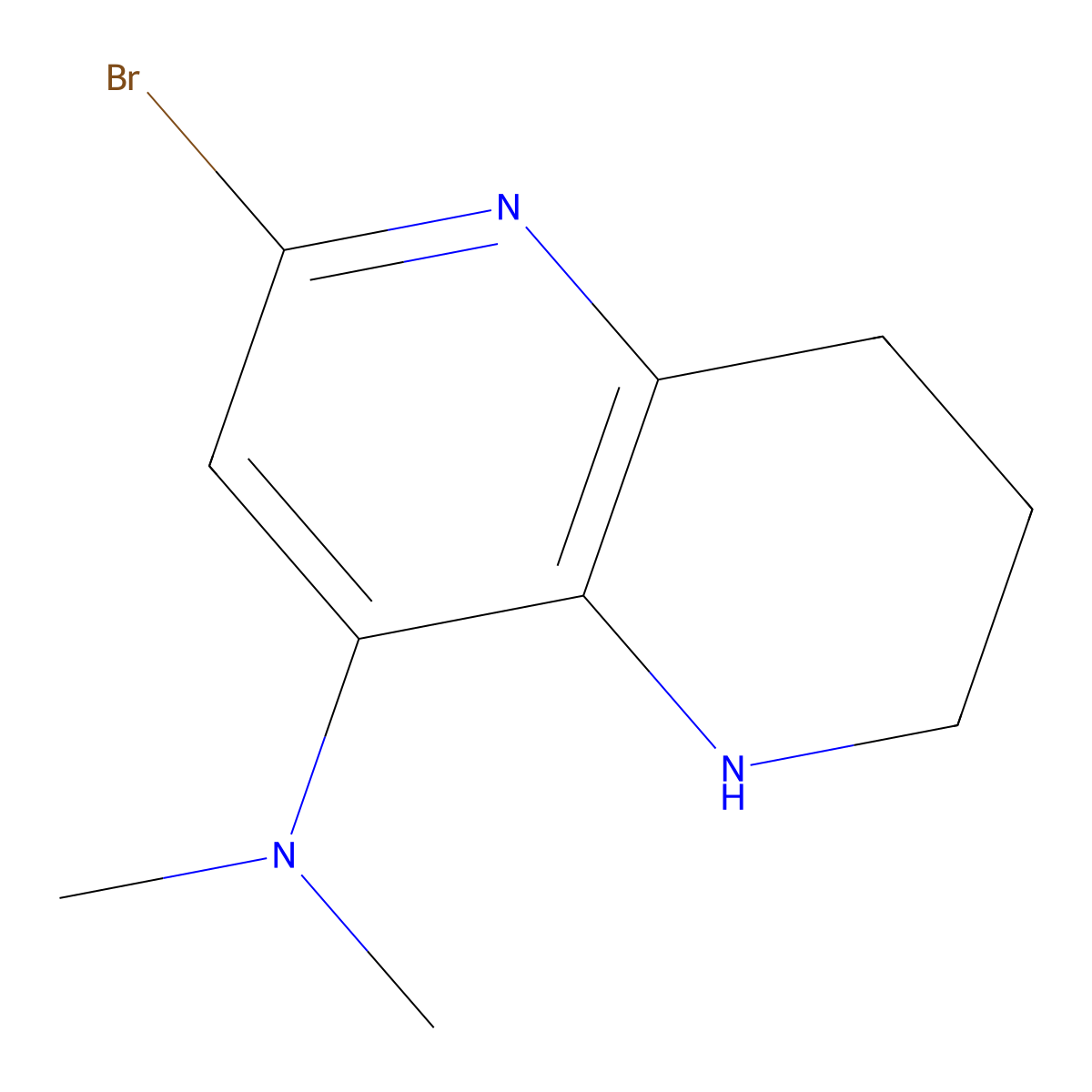 2-bromo-N,N-dimethyl-5,6,7,8-tetrahydro-1,5-naphthyridin-4-amine molecular structure, CAS 1706431-64-2