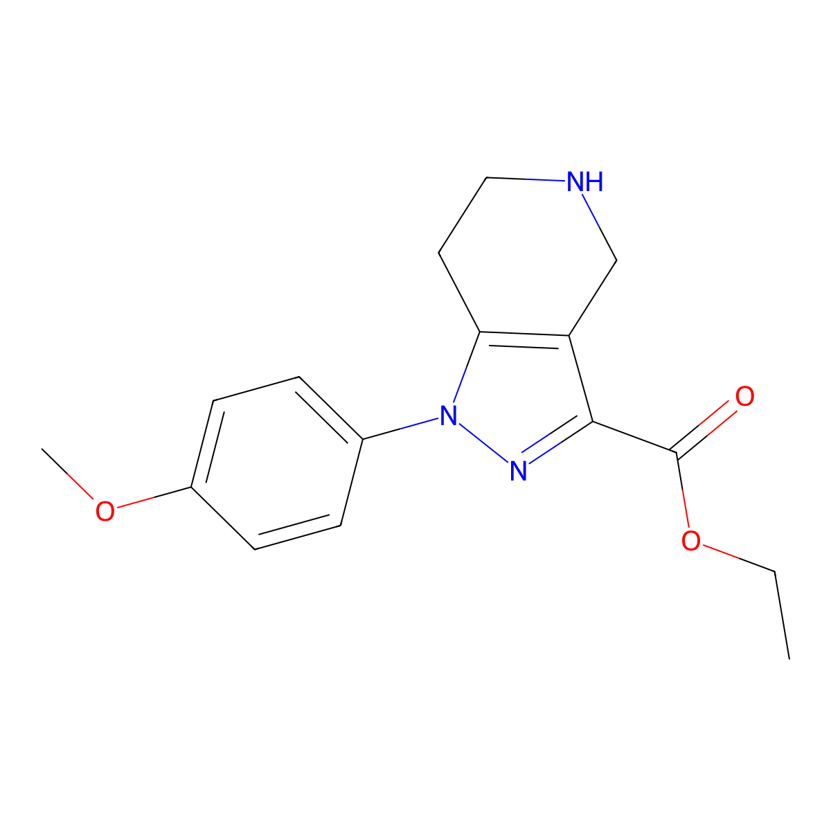 ethyl 1-(4-methoxyphenyl)-1H,4H,5H,6H,7H-pyrazolo[4,3-c]pyridine-3-carboxylate molecular structure, CAS 1706431-72-2