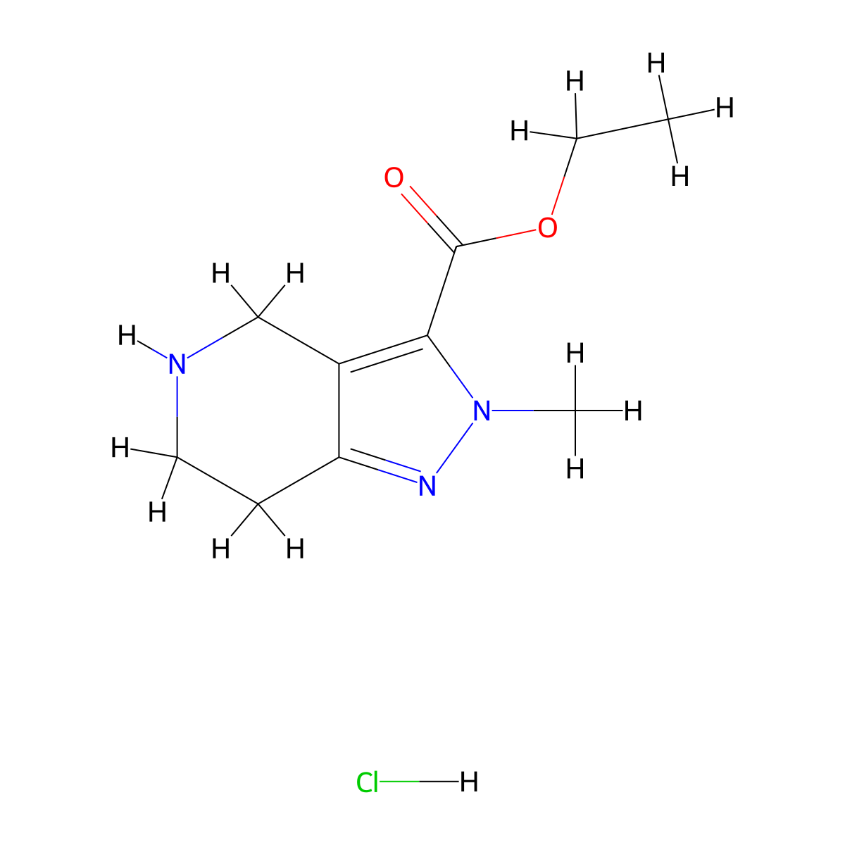ethyl 2-methyl-2H,4H,5H,6H,7H-pyrazolo[4,3-c]pyridine-3-carboxylate hydrochloride molecular structure, CAS 1706431-75-5