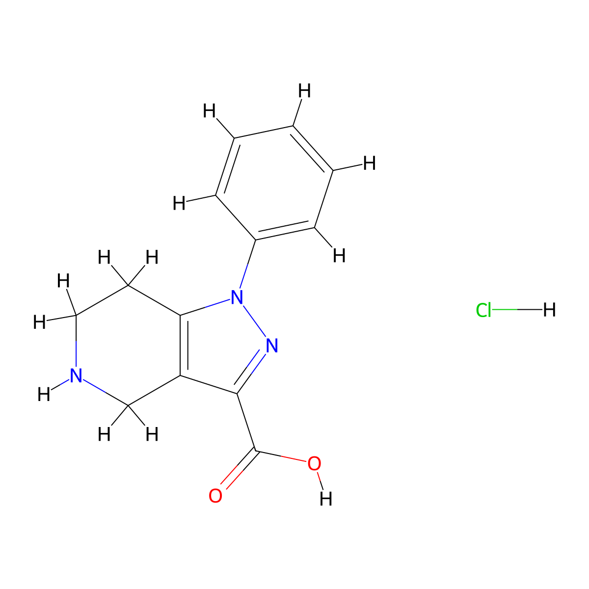 1-phenyl-1H,4H,5H,6H,7H-pyrazolo(4,3-c)pyridine-3-carboxylic acid hydrochloride molecular structure, CAS 1706432-02-1