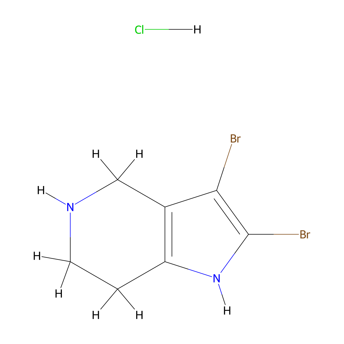 2,3-dibromo-1H,4H,5H,6H,7H-pyrrolo[3,2-c]pyridine hydrochloride molecular structure, CAS 1706432-11-2