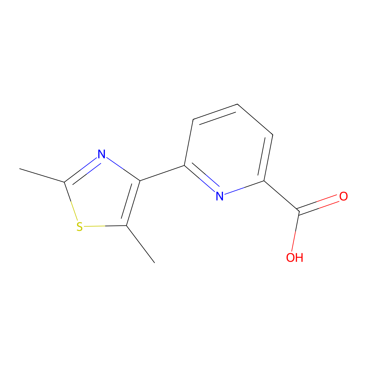 6-(Dimethyl-1,3-thiazol-4-yl)pyridine-2-carboxylic acid molecular structure, CAS 1706432-13-4