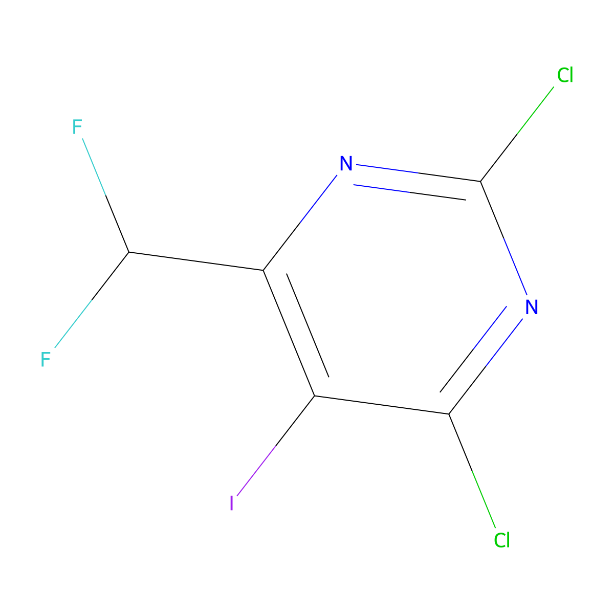 2,4-Dichloro-6-(difluoromethyl)-5-iodopyrimidine molecular structure, CAS 1706432-19-0