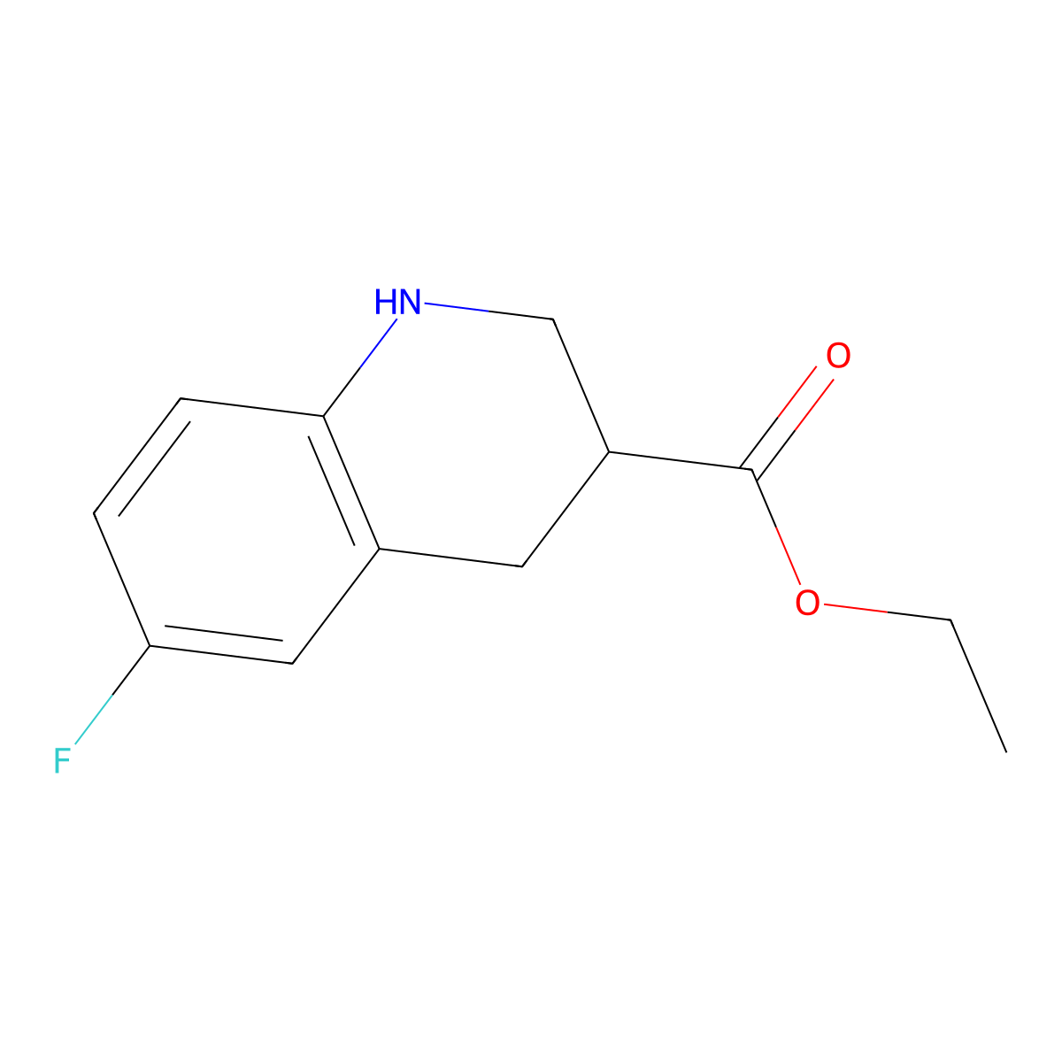 Ethyl 6-fluoro-1,2,3,4-tetrahydroquinoline-3-carboxylate molecular structure, CAS 1706432-38-3