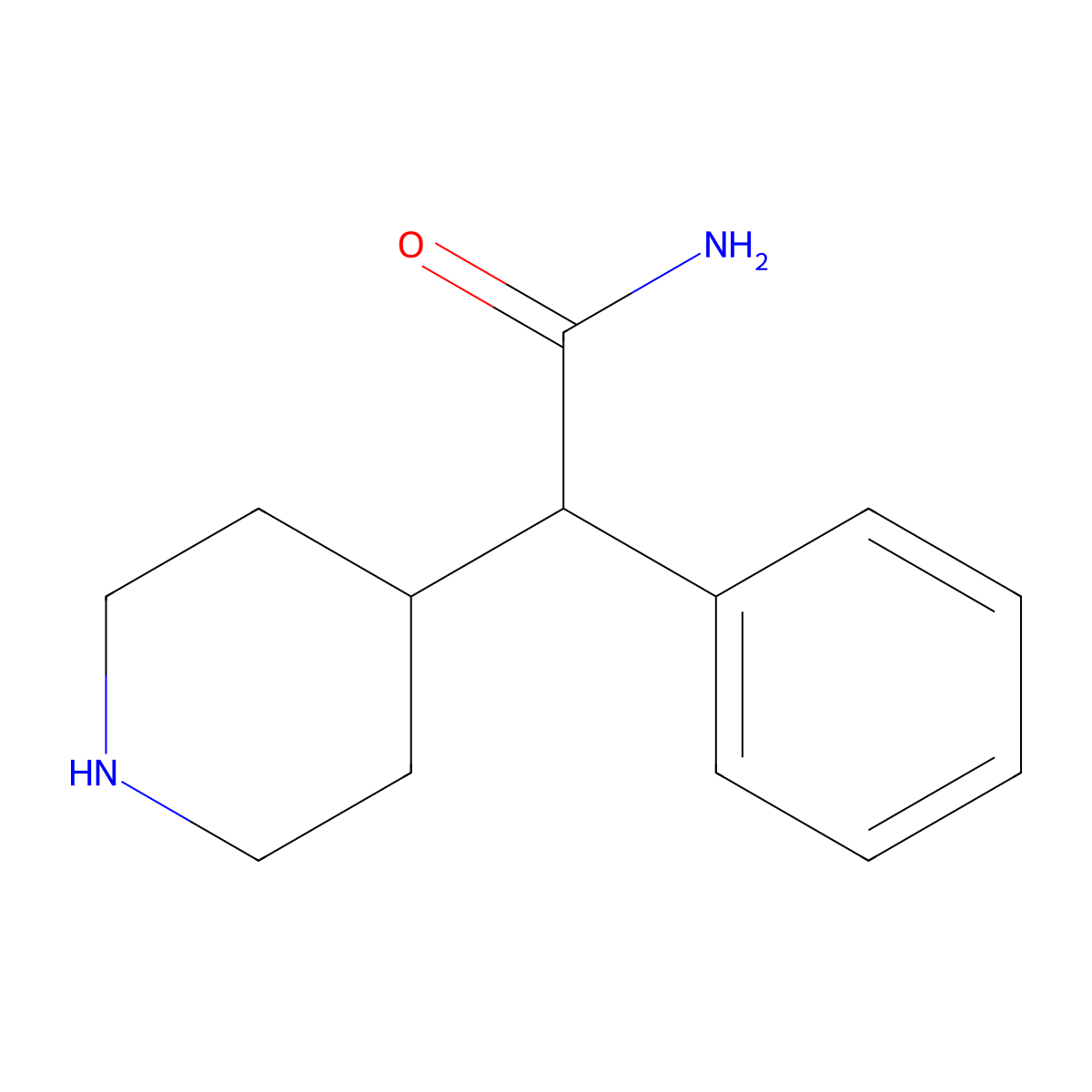 2-Phenyl-2-(piperidin-4-yl)acetamide molecular structure, CAS 1706432-40-7
