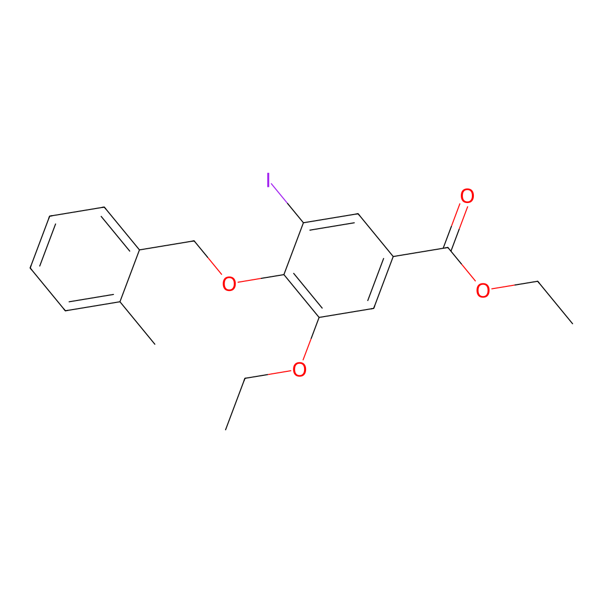 Ethyl 3-ethoxy-5-iodo-4-[(2-methylbenzyl)oxy]benzoate molecular structure, CAS 1706434-30-1