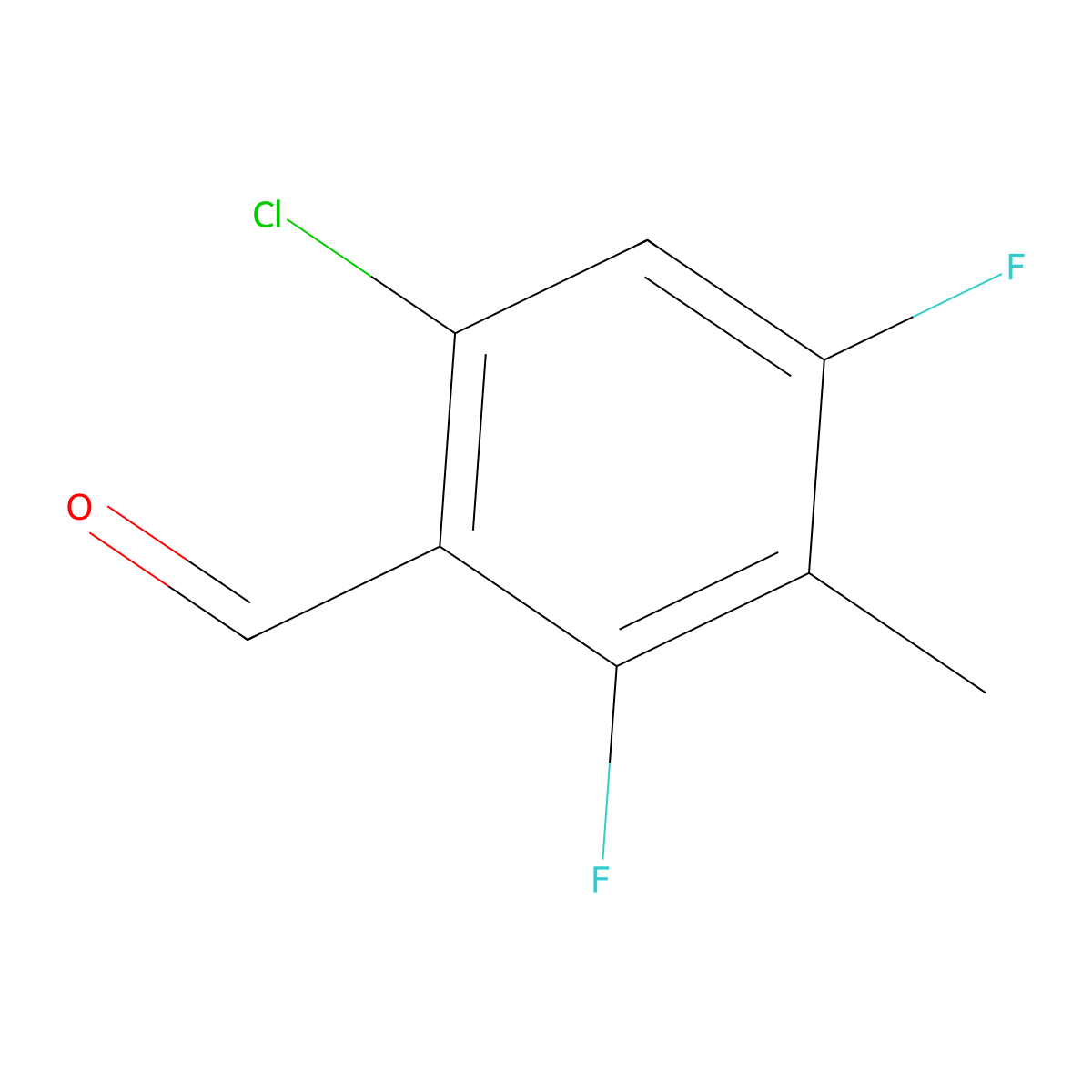 6-Chloro-2,4-difluoro-3-methylbenzaldehyde molecular structure, CAS 1706435-05-3