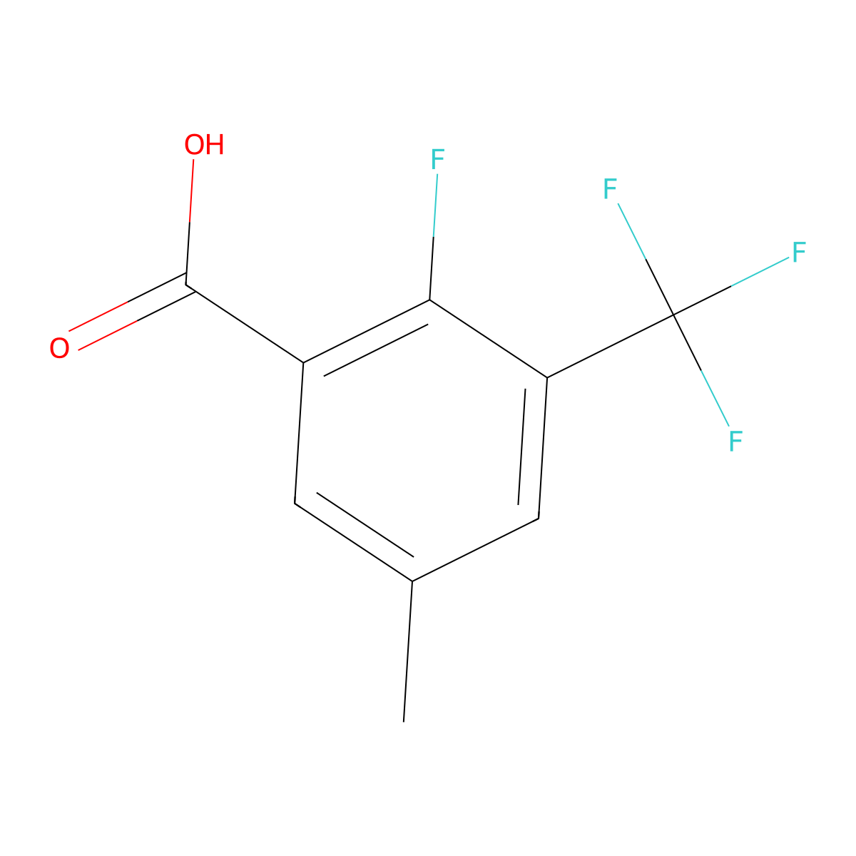 2-Fluoro-5-methyl-3-(trifluoromethyl)benzoic acid molecular structure, CAS 1706435-08-6
