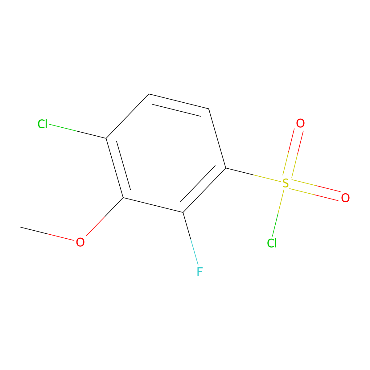 4-Chloro-2-fluoro-3-methoxybenzenesulfonyl chloride molecular structure, CAS 1706435-13-3