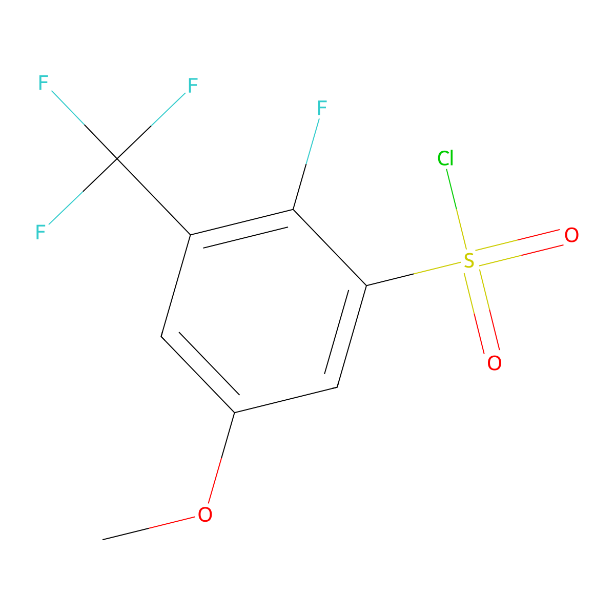 2-Fluoro-5-methoxy-3-(trifluoromethyl)benzenesulfonyl chloride molecular structure, CAS 1706435-15-5