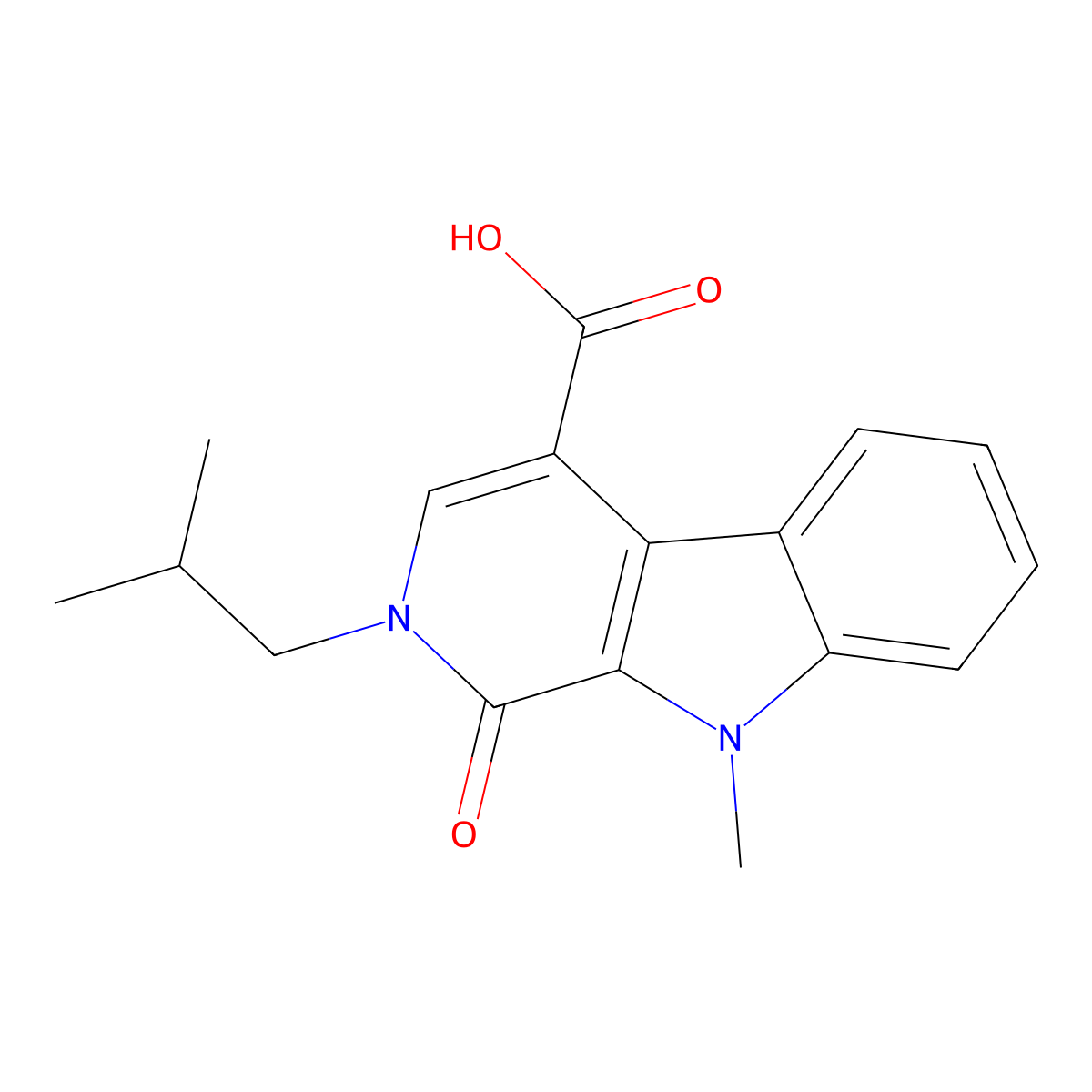 2-Isobutyl-9-methyl-1-oxo-2,9-dihydro-1H-beta-carboline-4-carboxylic acid molecular structure, CAS 1706435-17-7