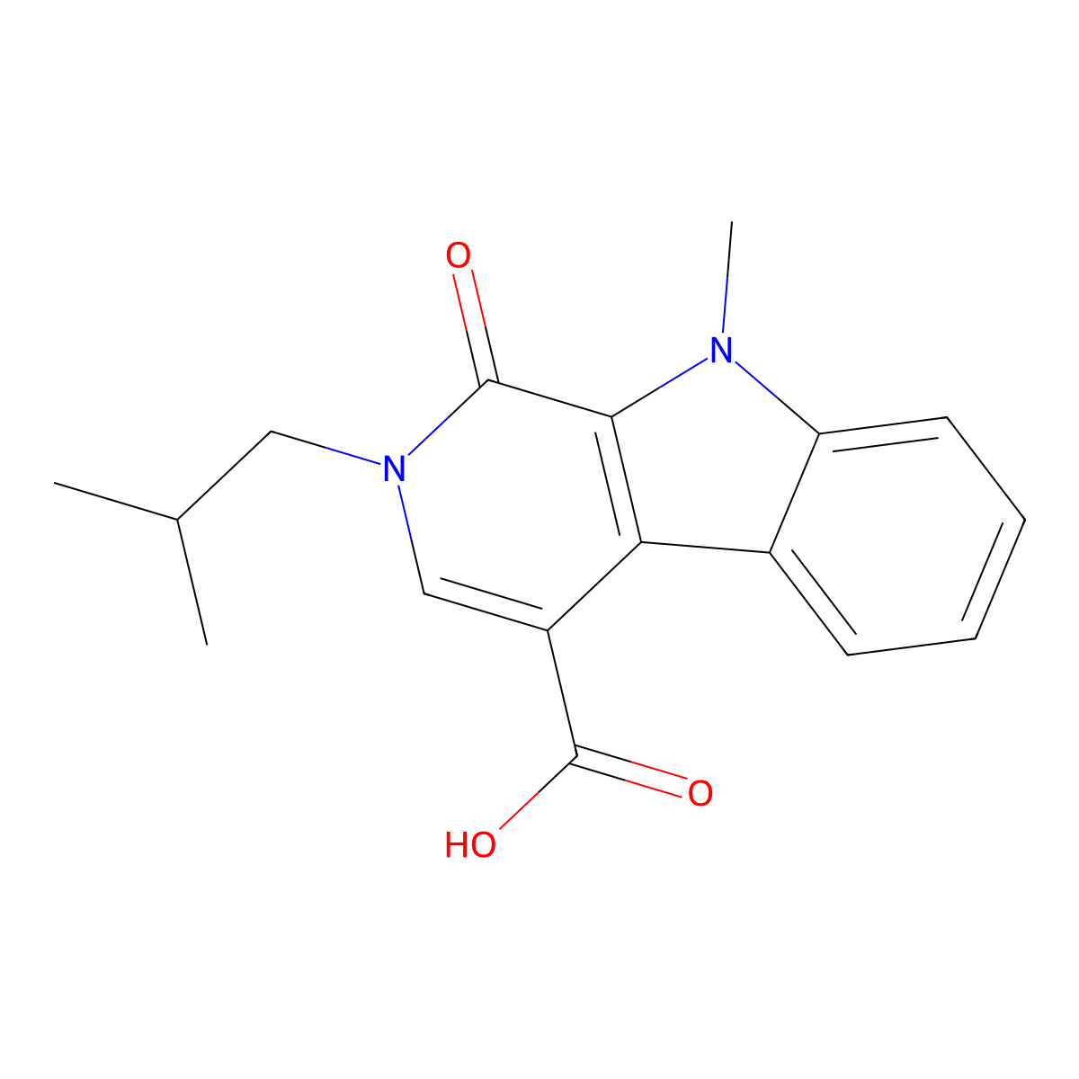 2-Isobutyl-9-methyl-1-oxo-2,9-dihydro-1H-beta-carboline-4-carboxylic acid molecular structure, CAS 1706435-17-7