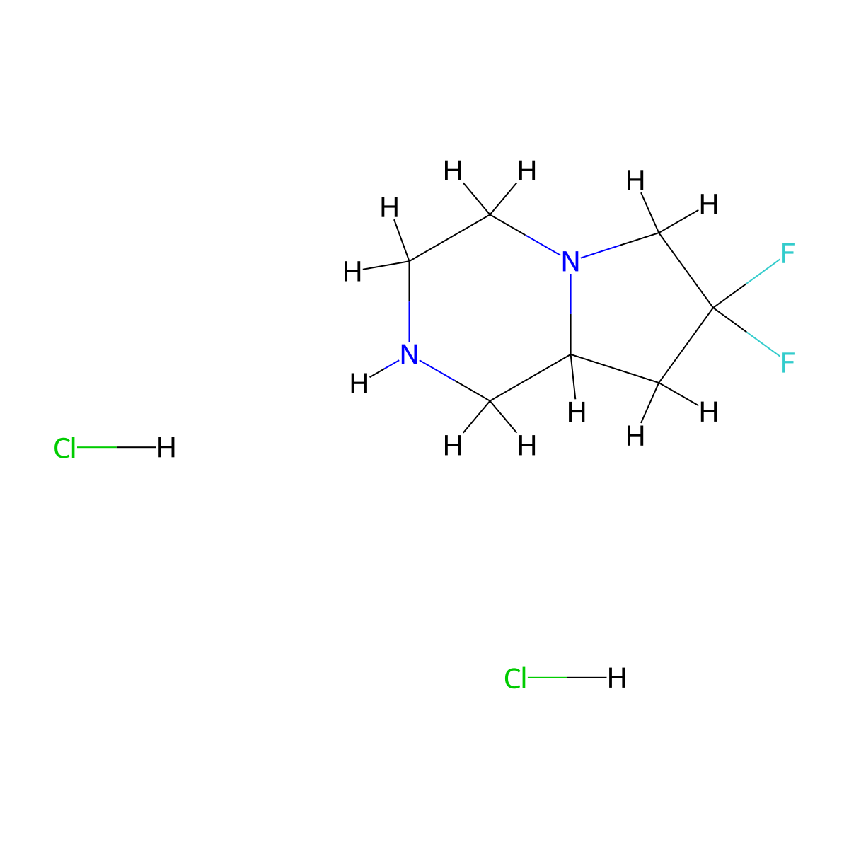 7,7-Difluoro-octahydropyrrolo(1,2-a)piperazine dihydrochloride molecular structure, CAS 1706435-22-4