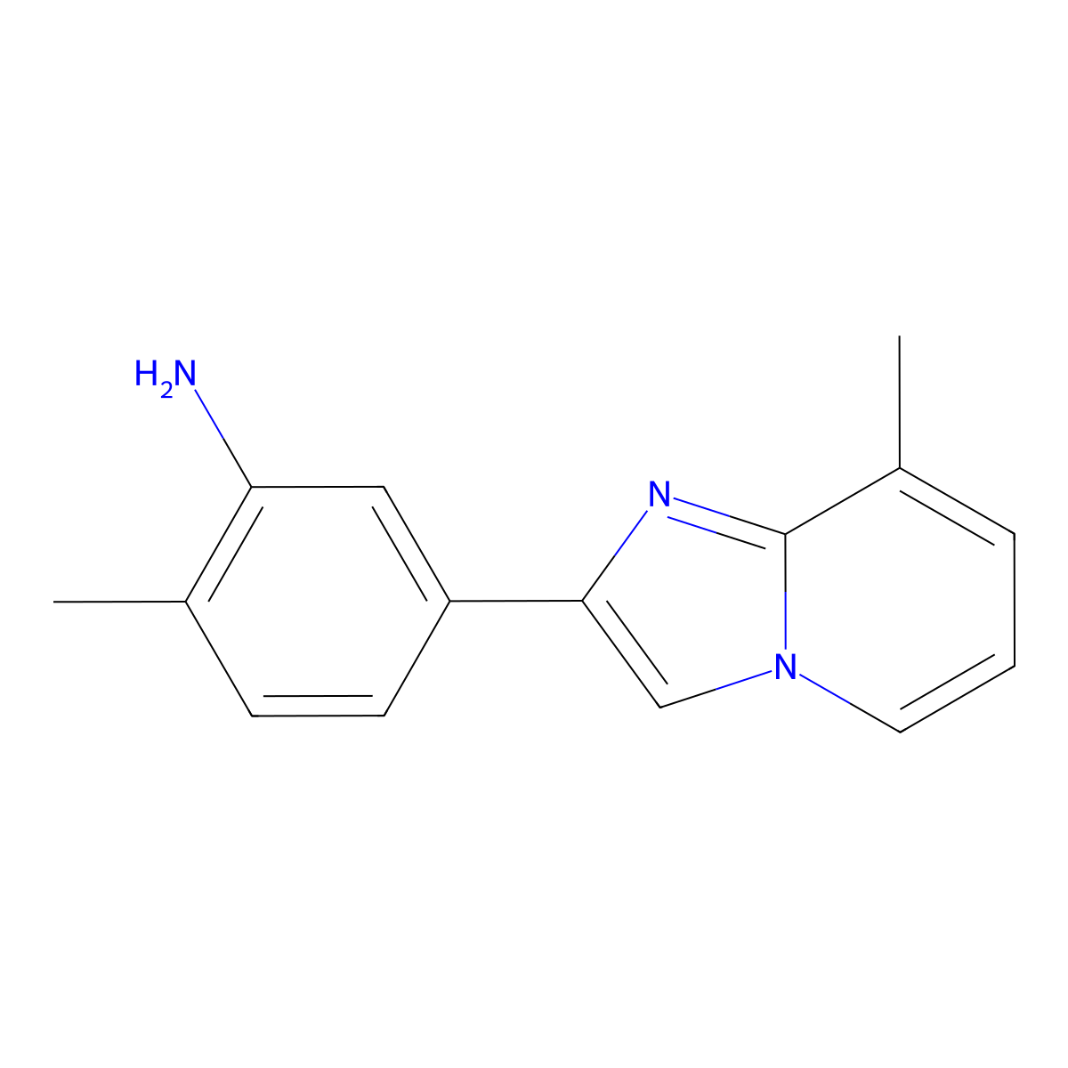 2-Methyl-5-(8-methylimidazo[1,2-a]pyridin-2-yl)aniline molecular structure, CAS 1706435-45-1